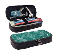 NCLSJFOV Dolphins Flowers Sea Coral Seashell Print Leather Flap Pencil Case,Toiletry Organizer,Zipper Coin Purse