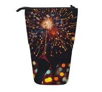 NCLSJFOV Fireworks at Night Printed Standing Telescopic Pencil Case - Cute School Pencil Pouch, Makeup Bag, Cosmetic Bag, Pen Holder