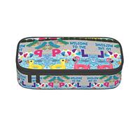 NCLSJFOV Flamingo and Swimming Pool Large Pencil Case for Girls and Boys, Aesthetic Pencil Bag with Multi Compartments for Adults, Office Stationary Organizer Practical for Kids Teenage Women Men