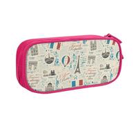 NCLSJFOV French Symbols Landmarks Map Retro Style Pencil Case Pencil Pouch Marker Pen Case Portable Stationery Pencil Bag Cosmetic Bags Pouch pattern233