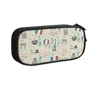 NCLSJFOV French Symbols Landmarks Map Retro Style Pencil Case Pencil Pouch Marker Pen Case Portable Stationery Pencil Bag Cosmetic Bags Pouch pattern232