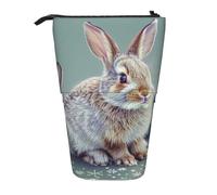 NCLSJFOV Funny Bunny Rabbit Printed Standing Telescopic Pencil Case - Cute School Pencil Pouch, Makeup Bag, Cosmetic Bag, Pen Holder