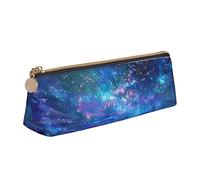 NCLSJFOV Galaxy Print Leather Pencil Pen Case with Zipper College School Office Organizer Pen Bag Pouch Box for Teen Girl Boy Men Women, Northern Lights, One Size, Box,Triangular
