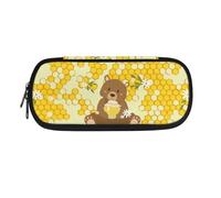 NCLSJFOV Honey and The Bear Pen Storage Case Pencil Case Pen Bag Multifunctional Pencil Pouch Holder Stationery Organzier for Adults Kids Teen Girls Boys School