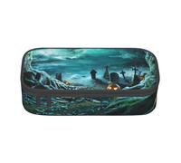 NCLSJFOV Horror Pumpkin Cemetery Personalised Printed Large Capacity Compartment Multifunctional Stationery Pencil Case