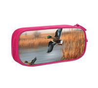 NCLSJFOV Hunting Flying Wild Duck 1 Printed Pencil Case Large Pen Bag Cute Pencil Box Pouch Office School Stationery Organizer for Girls Boys, Pink