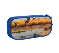 NCLSJFOV Hunting Flying Wild Duck 5 Printed Pencil Case Large Pen Bag Cute Pencil Box Pouch Office School Stationery Organizer for Girls Boys, Blue