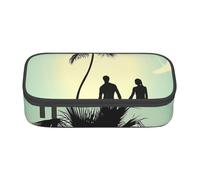 NCLSJFOV Married Couple Walking On The Beach Personalised Printed Large Capacity Compartment Multifunctional Stationery Pencil Case