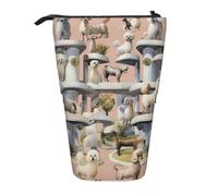 NCLSJFOV Oodles of Poodles Printed Standing Telescopic Pencil Case - Cute School Pencil Pouch, Makeup Bag, Cosmetic Bag, Pen Holder