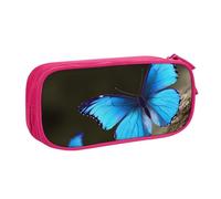 NCLSJFOV Outdoor Beautiful Blue Butterfly Printed Pencil Case Large Pen Bag Cute Pencil Box Pouch Office School Stationery Organizer for Girls Boys, Pink