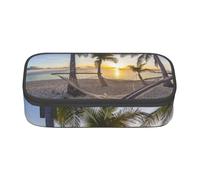 NCLSJFOV Paradise Beach Palm Trees Personalised Printed Large Capacity Compartment Multifunctional Stationery Pencil Case