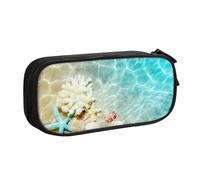 NCLSJFOV Pouch for School Office Supplies Beach Starfish Big Capacity Pen Case Large Capacity Pencil Bag for Students Stationery Pouch Pencil Box Desk Organizer with Smooth Zipper Portable Pencil