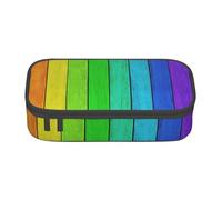 NCLSJFOV Rainbow Colored Wood Background Personalised Printed Large Capacity Compartment Multifunctional Stationery Pencil Case