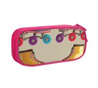 NCLSJFOV Retro Colorful Roller Skates Printed Pencil Case Large Pen Bag Cute Pencil Box Pouch Office School Stationery Organizer for Girls Boys, Pink