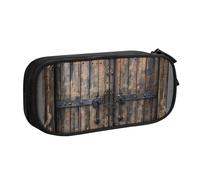 NCLSJFOV Rustic Stall Wooden Door Printed Pencil Case Large Pen Bag Cute Pencil Box Pouch Office School Stationery Organizer for Girls Boys, Black