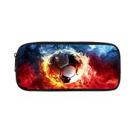 NCLSJFOV Soccer Red Blue Flame Print Pencil Pen Case Office College School Large Storage High Capacity Bag Pouch Holder Box Organizer Women Men Boys Girls Study Desk Stationery Accessories