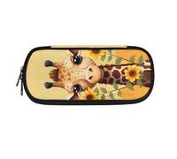 NCLSJFOV Sunflower Giraffe Large Pencil Case for School Girls Zipper Pen Cases Big Capacity Pencil Bag Durable Pencil Holder for School Students Stationery Bag