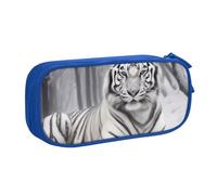 NCLSJFOV The Wild White Tiger Printed Pencil Case Large Pen Bag Cute Pencil Box Pouch Office School Stationery Organizer for Girls Boys, Blue