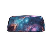 NCLSJFOV Universe Galaxy Space Printed Leather Pencil Case for Students Girls Boys - Cute Gold Zip Pen Pencil Pouch Office School Adult Stationary Organiser Makeup Bag