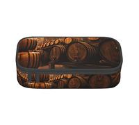 NCLSJFOV Wine Oak Container Large Pencil Case for Girls and Boys, Aesthetic Pencil Bag with Multi Compartments for Adults, Office Stationary Organizer Practical for Kids Teenage Women Men