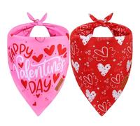 NCMAMA 2 PCS Valentines Day Dog Bandanas Pink Red Heart Double-Sided Reversible Triangle Scarf Love Holiday Pet Accessories for Dogs Puppy