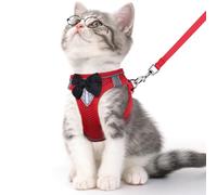 NCMAMA - Cat Harness and Leash Set for Walking Escape Proof, Adjustable Kitten Harnesses, Breathable Mesh with Reflective Strips, Kitten Harness Puppy Bunny (Red, XS)