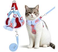 NCMAMA Cat Vest Harness and Leash Set for Walking Escape Proof, Adjustable Kitten Harness and Leash Set Breathable Mesh with Bow Harness for Kitty Puppy Bunny(Red Small)