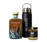Nc'nean Hot Toddy Whisky Set | 46% ABV | 1 x 70cl Bottle of Nc'nean Organic Whisky 1 x Signature Nc’nean Flask & 1 x Pot of Scottish Bee Company Blossom Honey