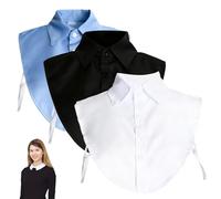 NCOALE 3 pcs Collars for Women, White Collar Detachable Portable Fake Collar Fashion False Collars for Ladies for Office Wedding (black, white, blue)