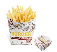 NCOALE French Fries Cup, 50PCS Creative Pattern Disposable Snack Holder Popcorn Boxes, Snack Cup Paper Box for Burger Store Home Shop French Fries Popcorn Travel Movies Night Parties