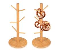 NCOALE Pack of 2 Wooden Pretzel Stands, 16 x 36 cm, Pretzel Stand, 6-Arms, Versatile as Cup Stand, Sausage Stand, Donut Stand, Natural Wooden Stand, Perfect for Parties and Kitchen