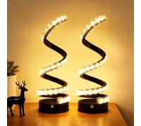 NCONCO 2 Pack Spiral LED Modern Table Lamp, 3 Color Temperatures Dimmable Desk Lamp, USB Powered Bedside Light, Adjustable Curved LED Lamp for Bedroom Living Room Office Study Cafe
