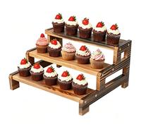 NCONCO 3 Tier Wooden Cupcake Display Stand, Wood Retail Display Shelf