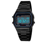 NCONCO Business Watch Mens Luxury Watches 30M Waterproof Stainless Steel Sports Watch Digital Wrist Watches (Black)