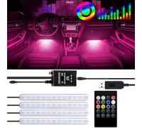 NCONCO Car Interior Lighting, Car Atmosphere Lamp LED RGB Light 4 Strip 48LEDs, Car Accessories for Men Women, Car Lighting Kits Decoration, Music Activated Footwell Strip Light with Remote Control