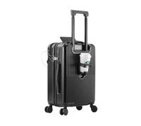 NCONCO Carry on Suitcase,Small Suitcase with Laptop Compartment, Up Holder & USB Charging Port Front Opening,Wheeled Cabin Luggage 360 ° Wheel Rotation,20-Inch (Black)