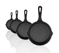 NCONCO Cast Iron pan, 4 Piece Cast Iron Skillet Set 5.5/6.3/7.9/10.2 Inch Pre-Seasoned Frying Pan for Searing Baking Sautéing and Home Kitchen