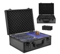 NCONCO Graded Card Storage Box Aluminum Alloy Slab Case for PSA BGS SGC | Holds 140+ Trading Cards with Lock & Foam Pads for Pokemon MTG Sports Cards