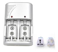 NCONCO LCD 4-slot Battery Charger, Intelligent Multi Battery Charger for AA AAA Ni-MH Ni-CD & 9V Sizes Rechargeable Batteries, Fast Battery Charger (Battery Not Included), 1050849/120424AHMVPF