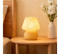 NCONCO Mushroom Lamp, Small Bedside Table Lamp with Speckled Pattern, Dimmable Night Lights Indoor, Vintage Glass, USB Powered Mushroom Mood Light for Bedroom, Living Room, Cafe