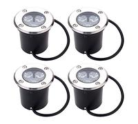 NCONCO Outdoor Buried Light, 3W Outdoor Ground Light, Recessed Walk Over Round Landscape Lights, IP67 Waterproof Decking Lights for Driveway, Step, Garden Lights 4PACK AC95-265V, 2868195/120424RERTWG