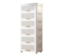 NCONCO Portable Wardrobe, 4-Tier Foldable Closet Storage Organizer with Magnetic Doors & Wheels Collapsible Plastic Cabinet for Clothes Toys Easy Assembly for Bedroom Living Room (6-Tier stripes)