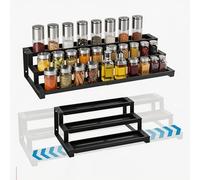 NCONCO Spice Rack for Inside Cupboard, 3 Tier 14.5-26.2 inch Expandable Spice Organiser Seasoning Shelf for Kitchen Countertop Pantry Bathroom