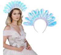 Ncozwo Halloween Dazzling Colorful Goddess Halo Crown Headband Fairy Mermaid Elf Hair Hoop Halo Crown Hairband Renaissance Headpiece for Rave Makeup Party Birthday Masquerade