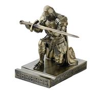 NCQIXIAO Medieval Templar Vanguard Officer Knight Pen Holder Pen Stand Desk Organizers and Accessories Resin Mobile Phone Stand as Gift for Office and Home Desk Organizer (Bronze)