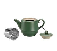NCQIXIAO Rural Style Ceramic Teapot with Stainless Steel Infuser 16 Ounces Porcelain Blooming & Loose Leaf Teapot (Green)