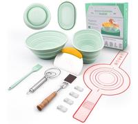 NCRexpanse Silicone Banneton Bread Proofing Basket Oval, Sourdough Starter Kit, Bread Making Tool Supplies Accessories, Bowl for Rising Baking Round Brotform Set Homemade Essentials (Light Green)