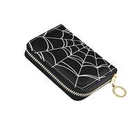 NCRJCZQL RFID Credit Card Holder Wallets Accordion for Women Leather Zipper Card Case Accordion Wallet for Ladies Girls, Spider Web, Art Print