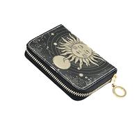 NCRJCZQL RFID Credit Card Holder Wallets Accordion for Women Leather Zipper Card Case Accordion Wallet for Ladies Girls, Bohemian, Art Print
