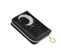 NCRJCZQL RFID Credit Card Holder Wallets Accordion for Women Leather Zipper Card Case Accordion Wallet for Ladies Girls, Moon 1, Art Print